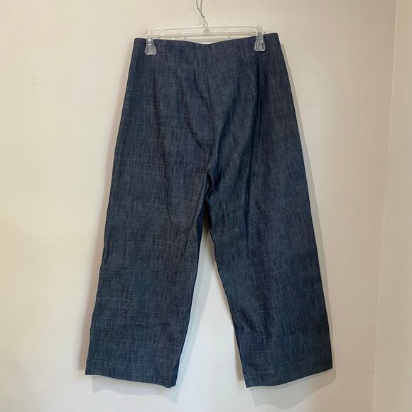 Top Shop Moto Exposed Front Zipper Tailored Cropped Wide Leg Jeans Sz 28 - Picture 2 of 6